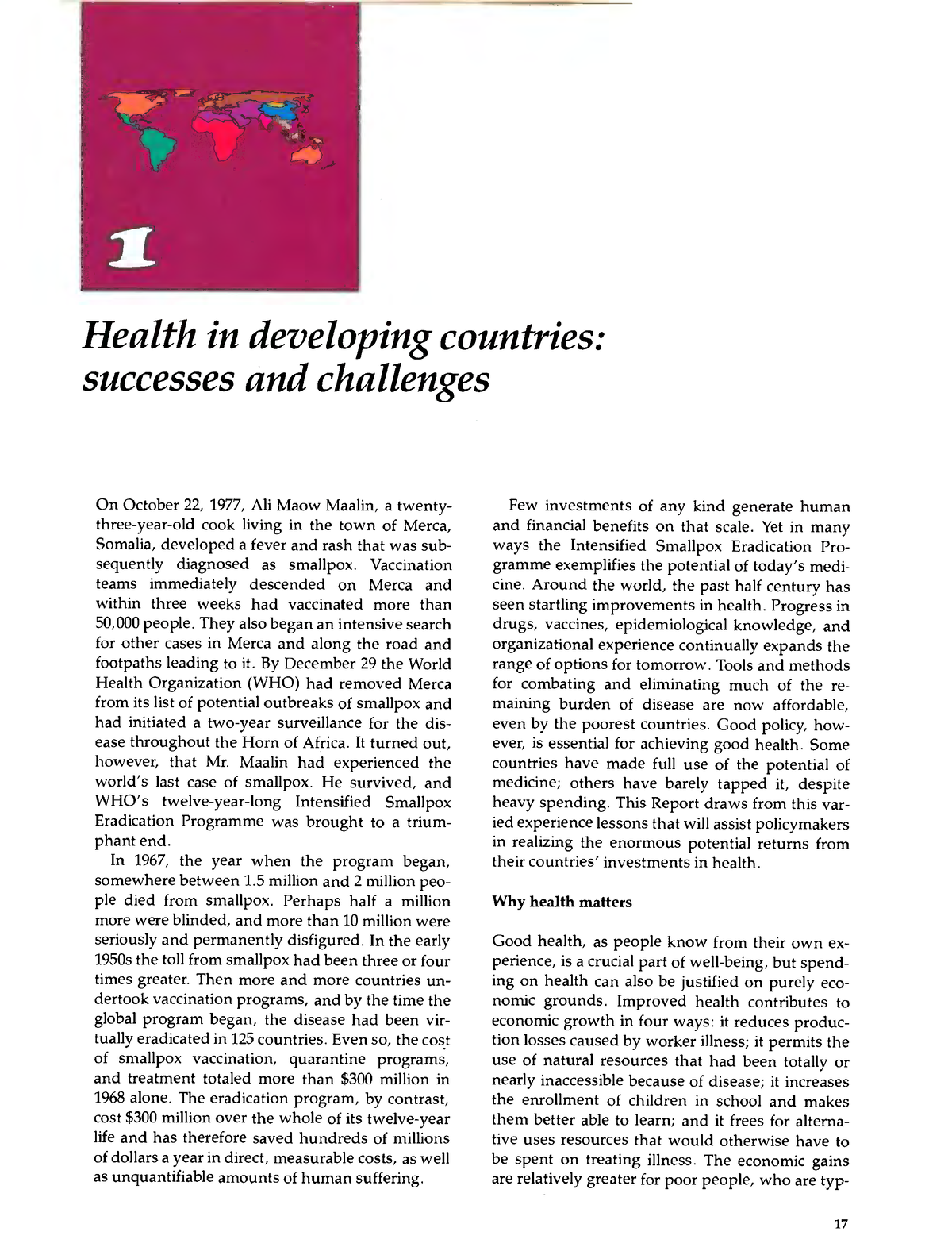 World bank development report chapter 1 Health in developing