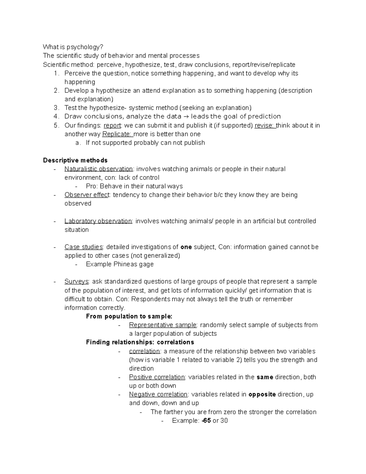 Introduction to psychology exam 1 notes What is psychology? The