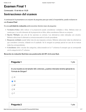 Examen Examen Final 1 - Universidad Americana Paraguay - Examen Final 1 ...