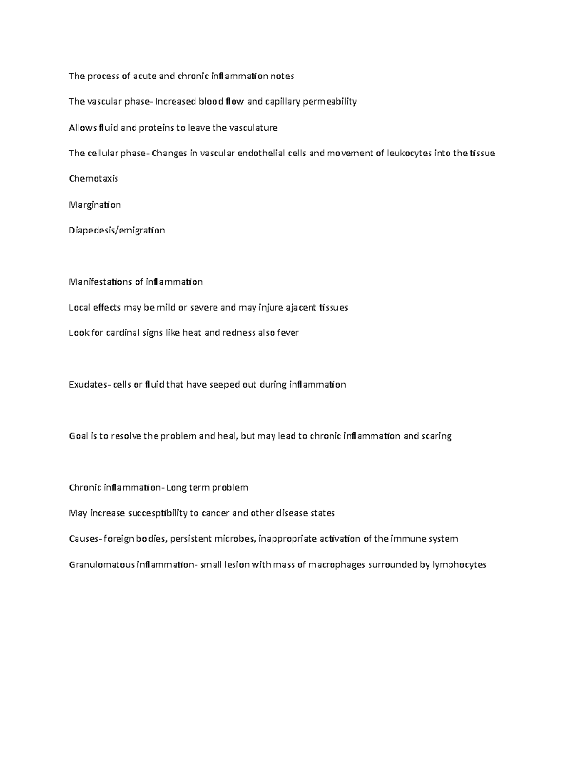 Acute and chronic inflammation notes - Studocu