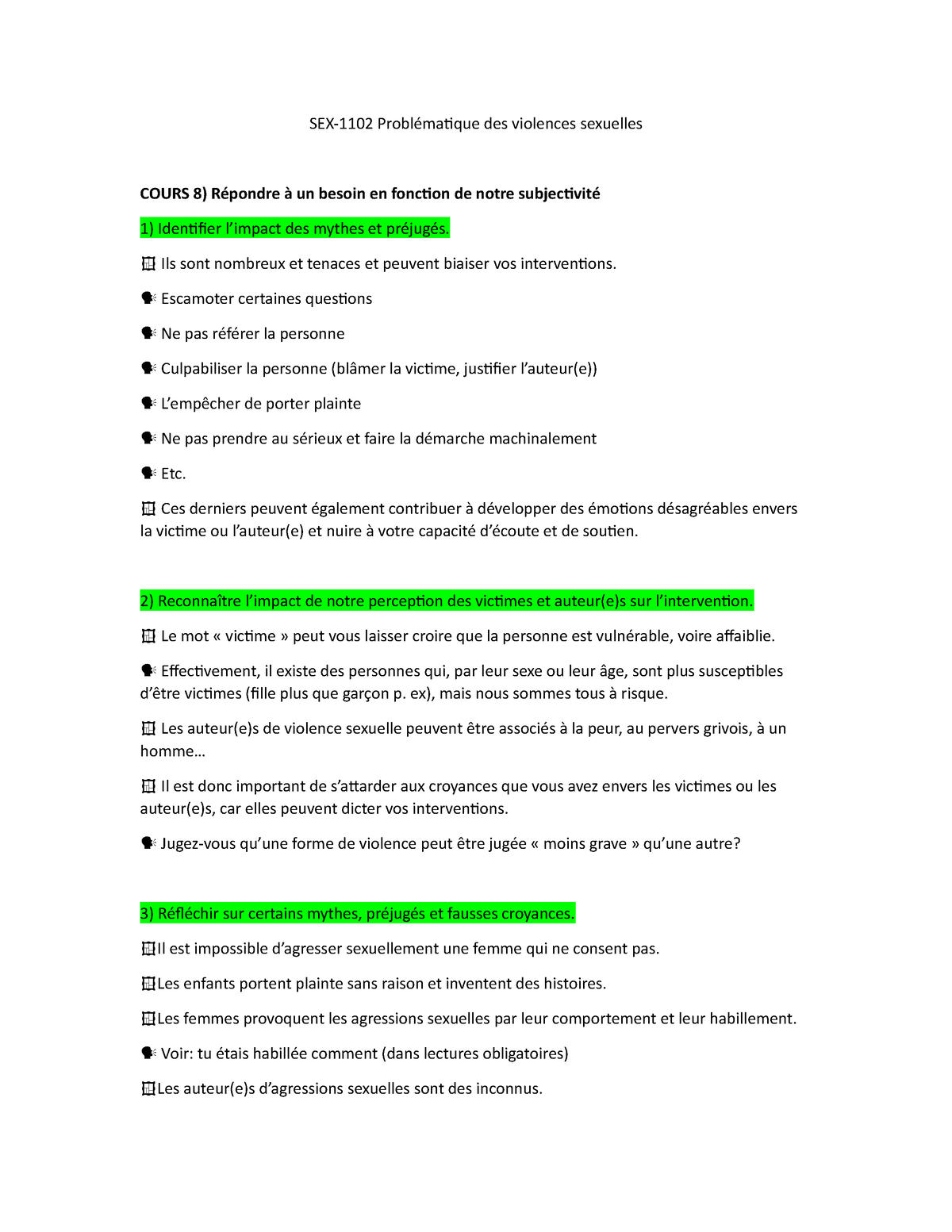 Sex 1102 Cours 8 Sex 1102 Problématique Des Violences Sexuelles Cours 8 Répondre à Un Besoin 