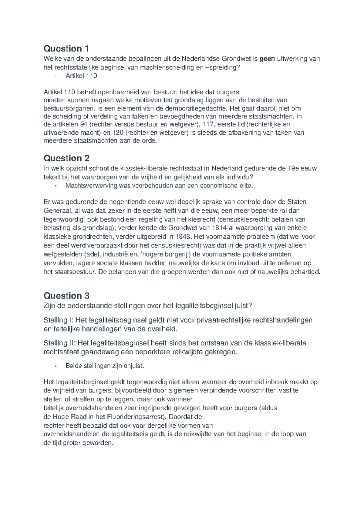 Constitutionele Recht Oefenvragen - Welke Van De Onderstaande ...