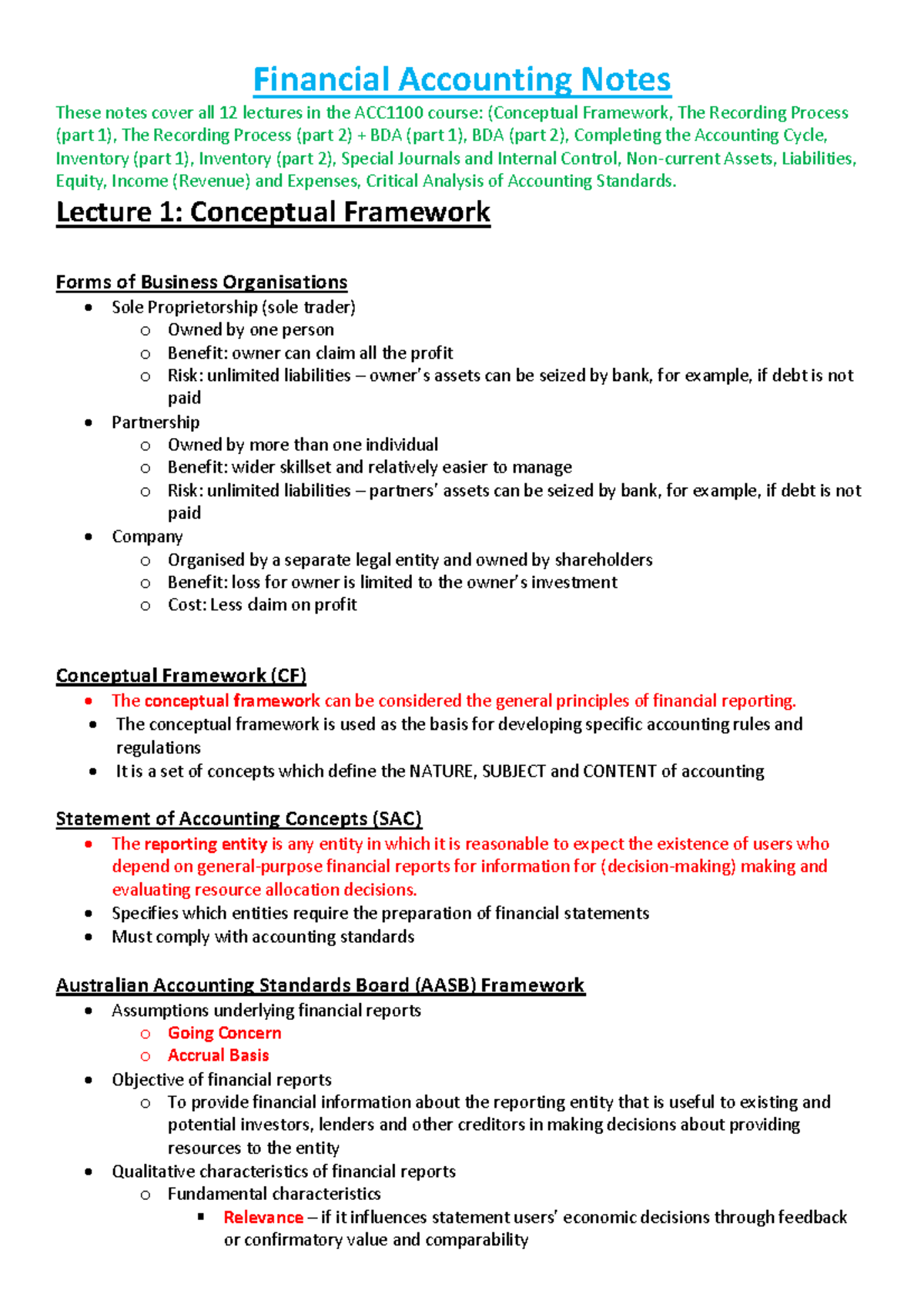 97 acc1100 intro to financial accounting lecture notes - Financial ...