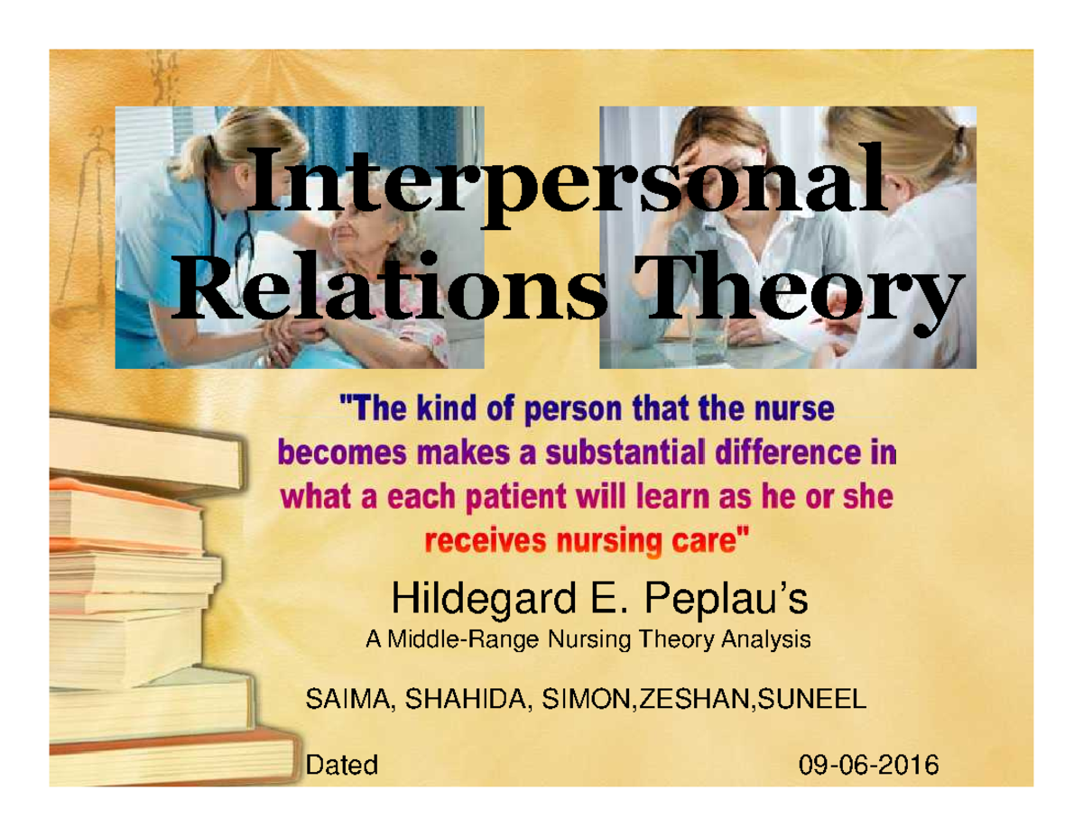 Hildgard E Peplau's Ppt - Interpersonal Relations Theory Hildegard E ...