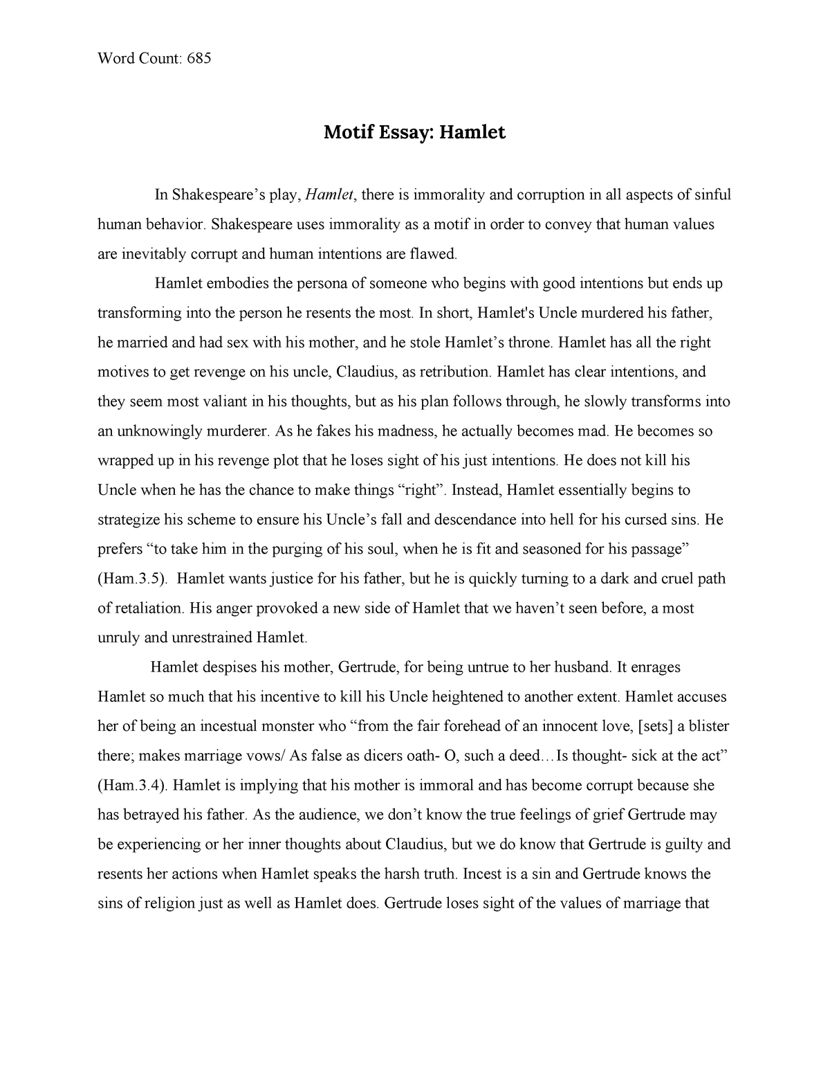 Реферат: Hamlet Essay Research Paper True redemption of