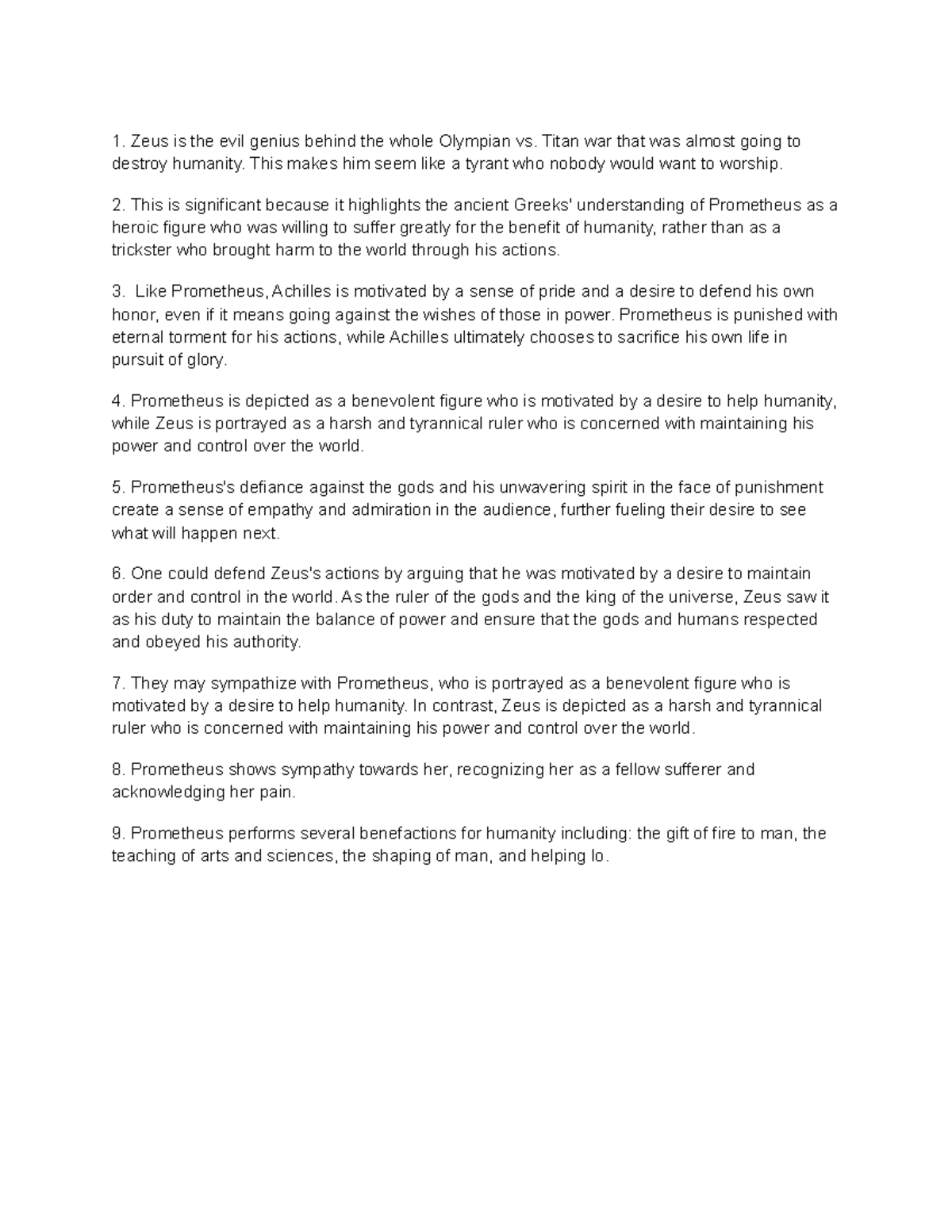 CLCIV 385 Week 6 questions Zeus is the evil genius behind the whole