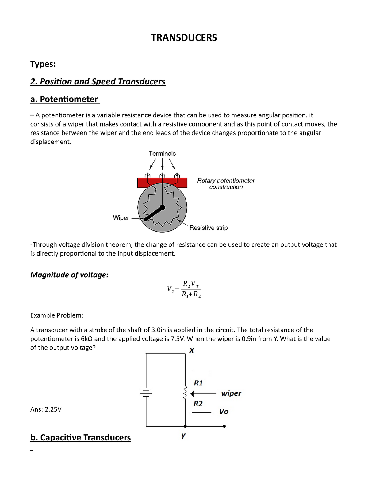 09.Transducers Part 2 Transducers TRANSDUCERS Types 2. Position and Speed Transducers a