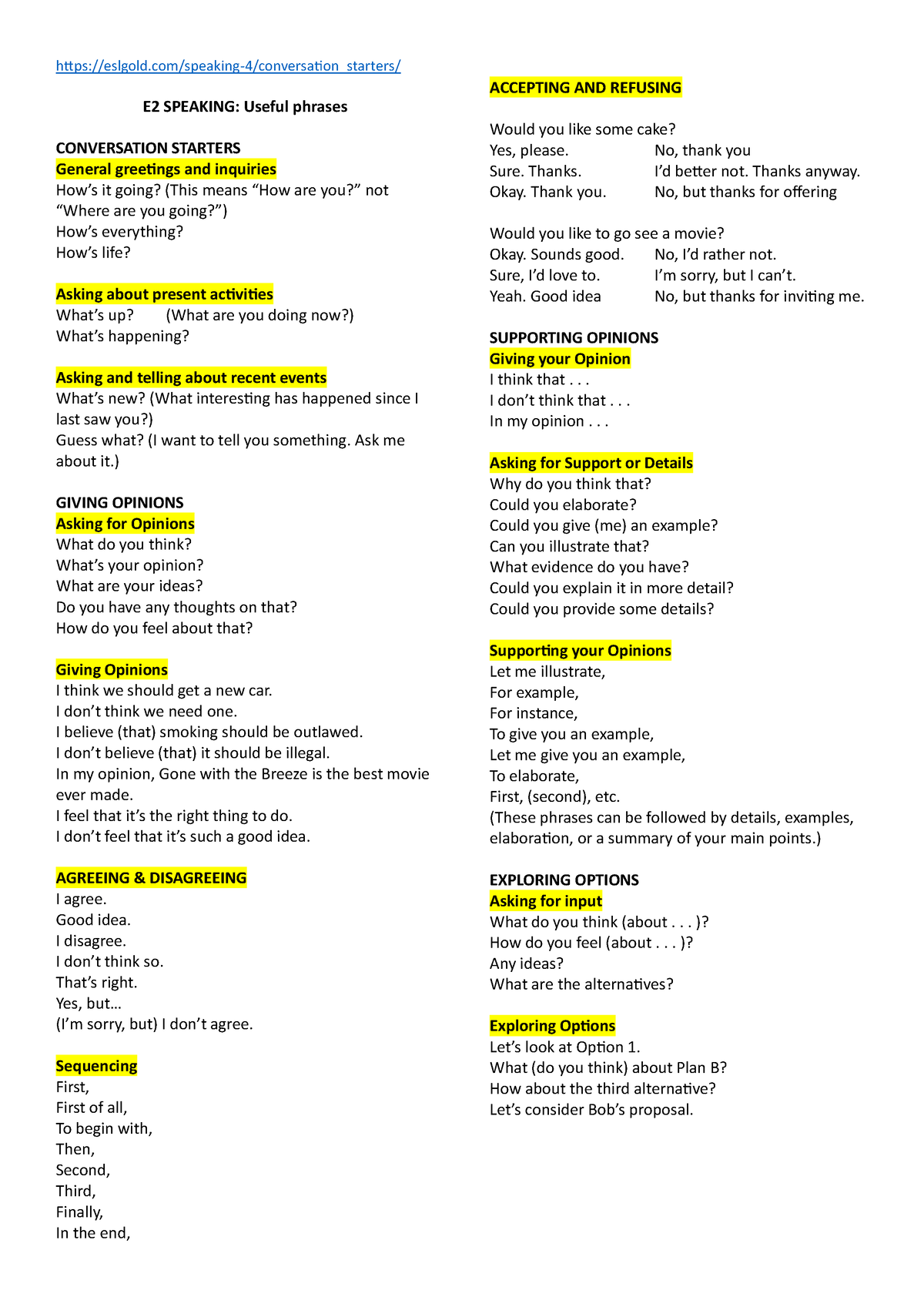 E2 Speaking Useful phrases - eslgold/speaking-4/conversation_starters ...