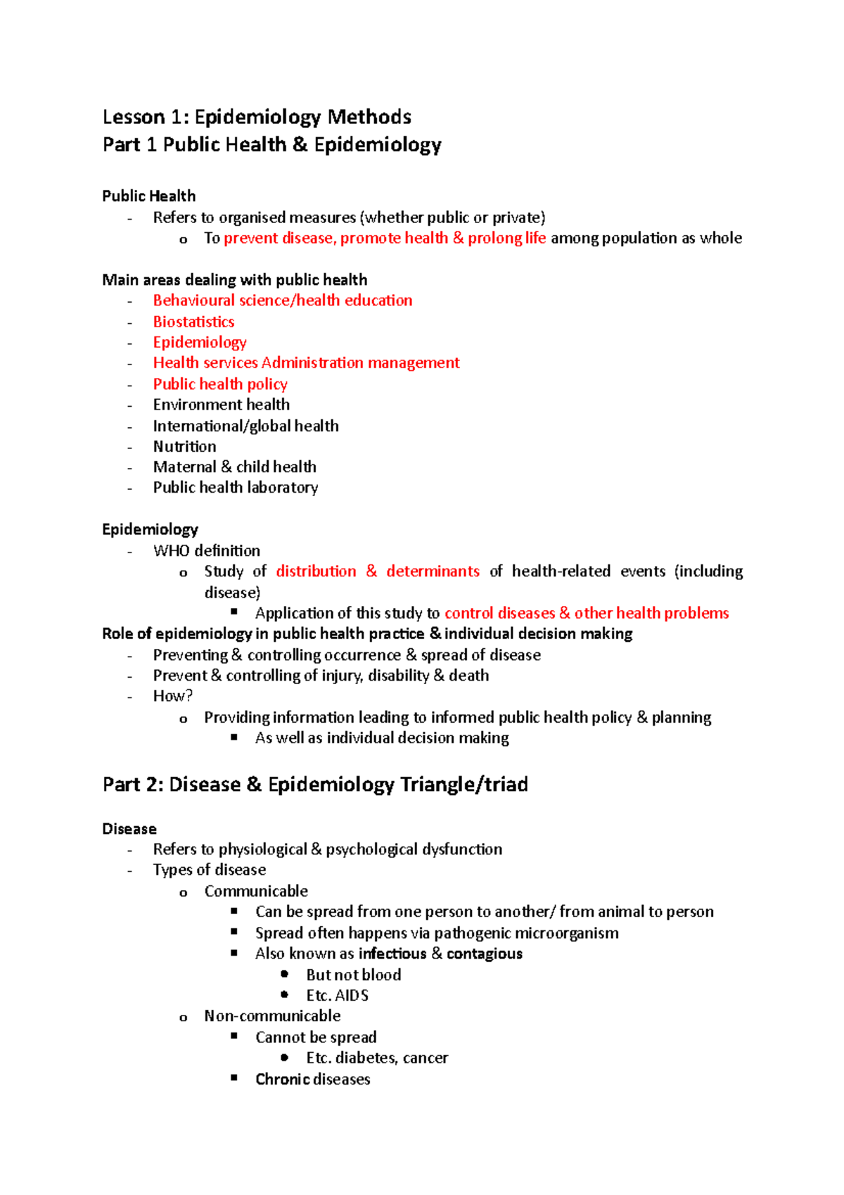 Epidemiology notes - Epidiemoelohgy - Lesson 1: Epidemiology Methods ...