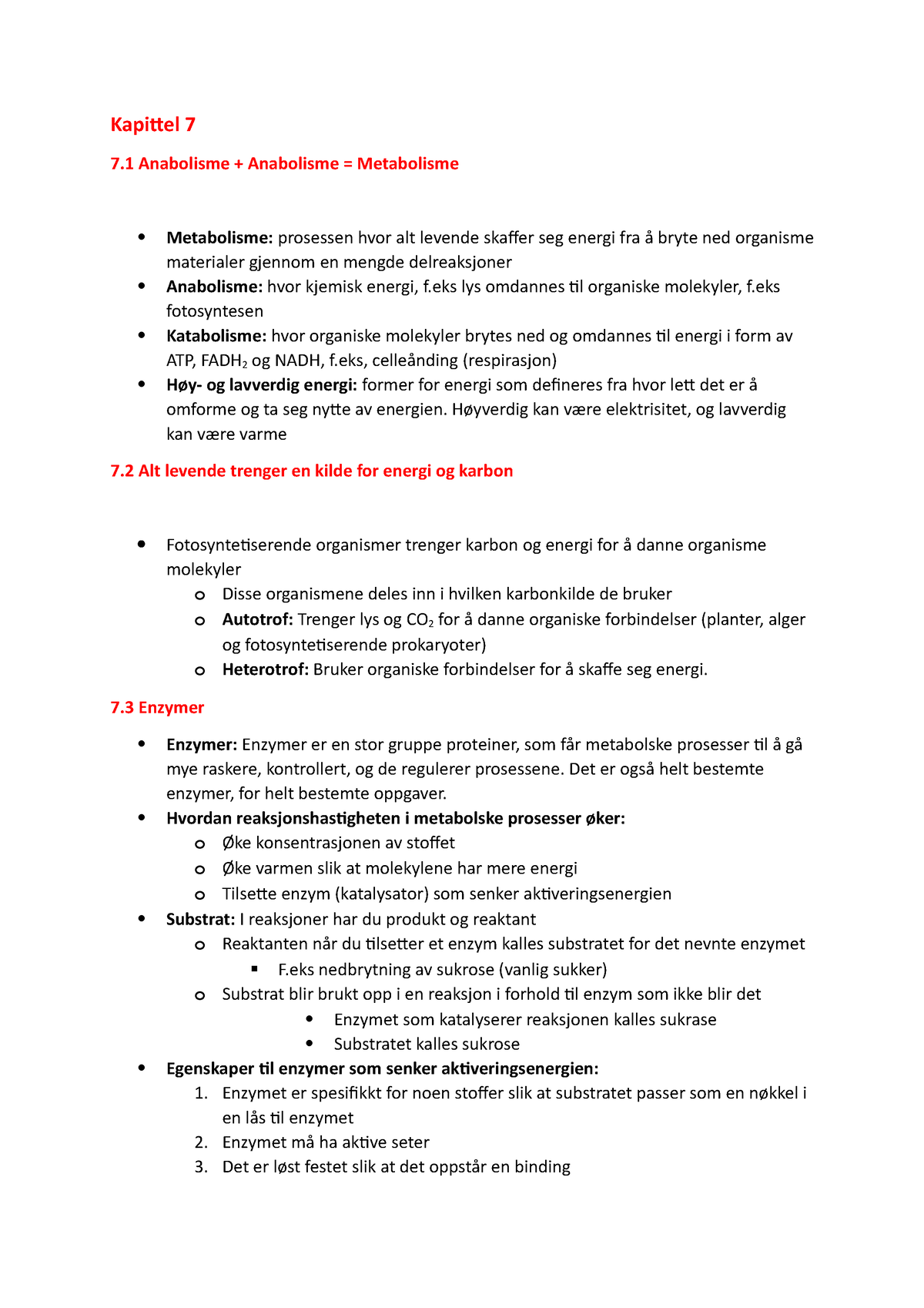 Biologi 2 Bi Kap 7, 8 Og 9 - Kapittel 7 7 Anabolisme + Anabolisme ...