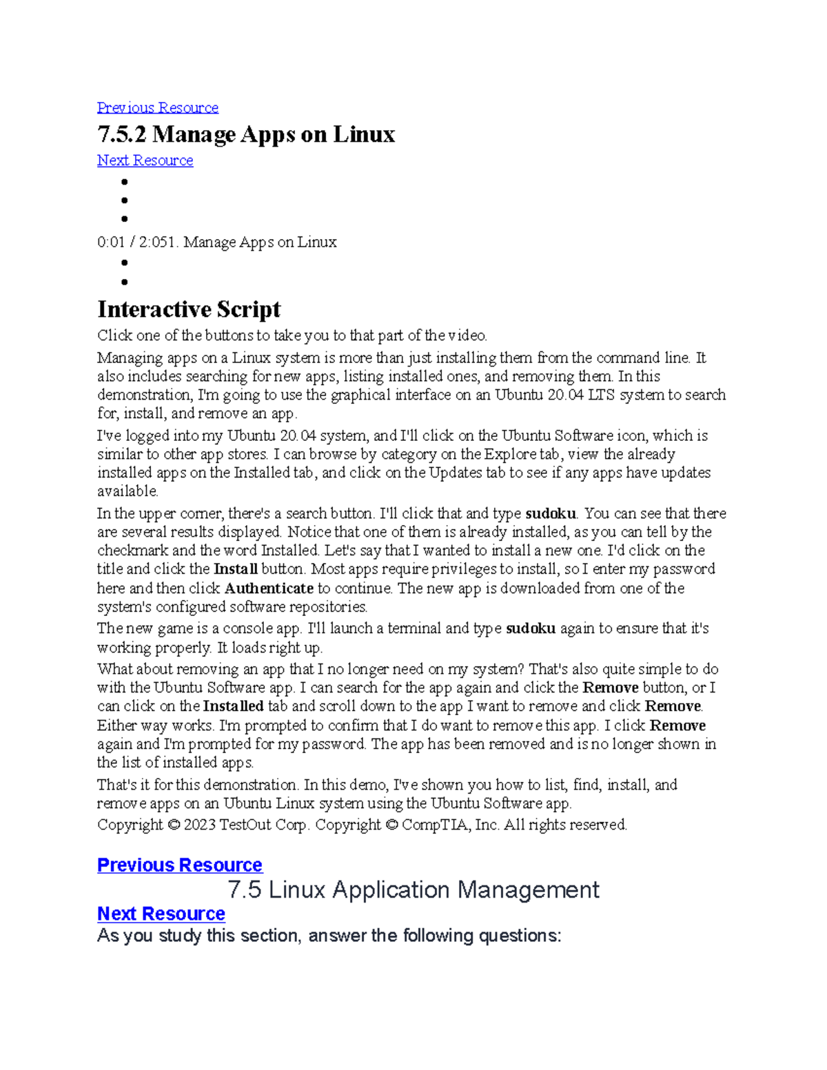Testout 7 5Linux Previous Resource 7.5 Manage Apps on Linux Next Resource 001 / 2051. Studocu