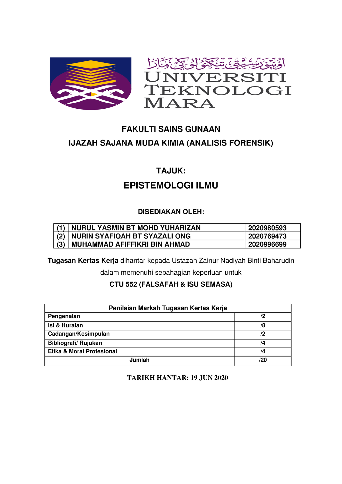 contoh assignment ctu552