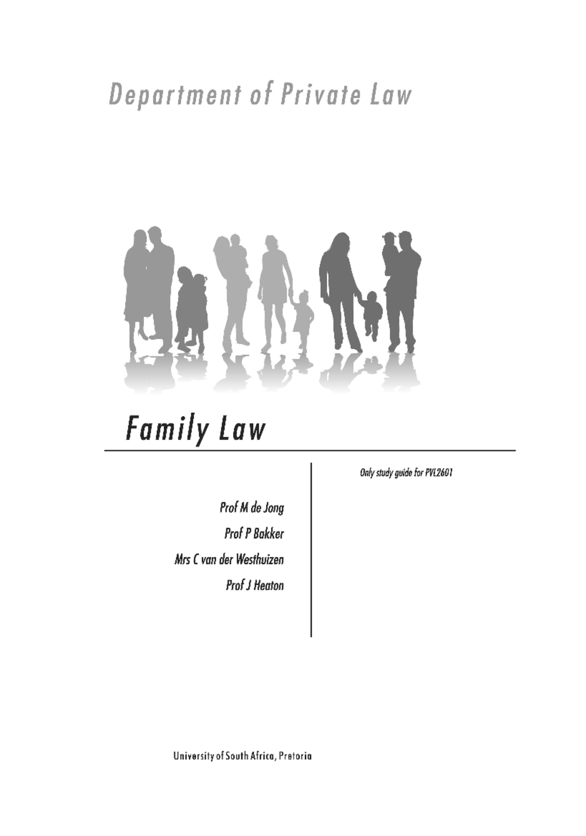 Study Guide For Family Law - PVL2601 - Unisa - Studocu