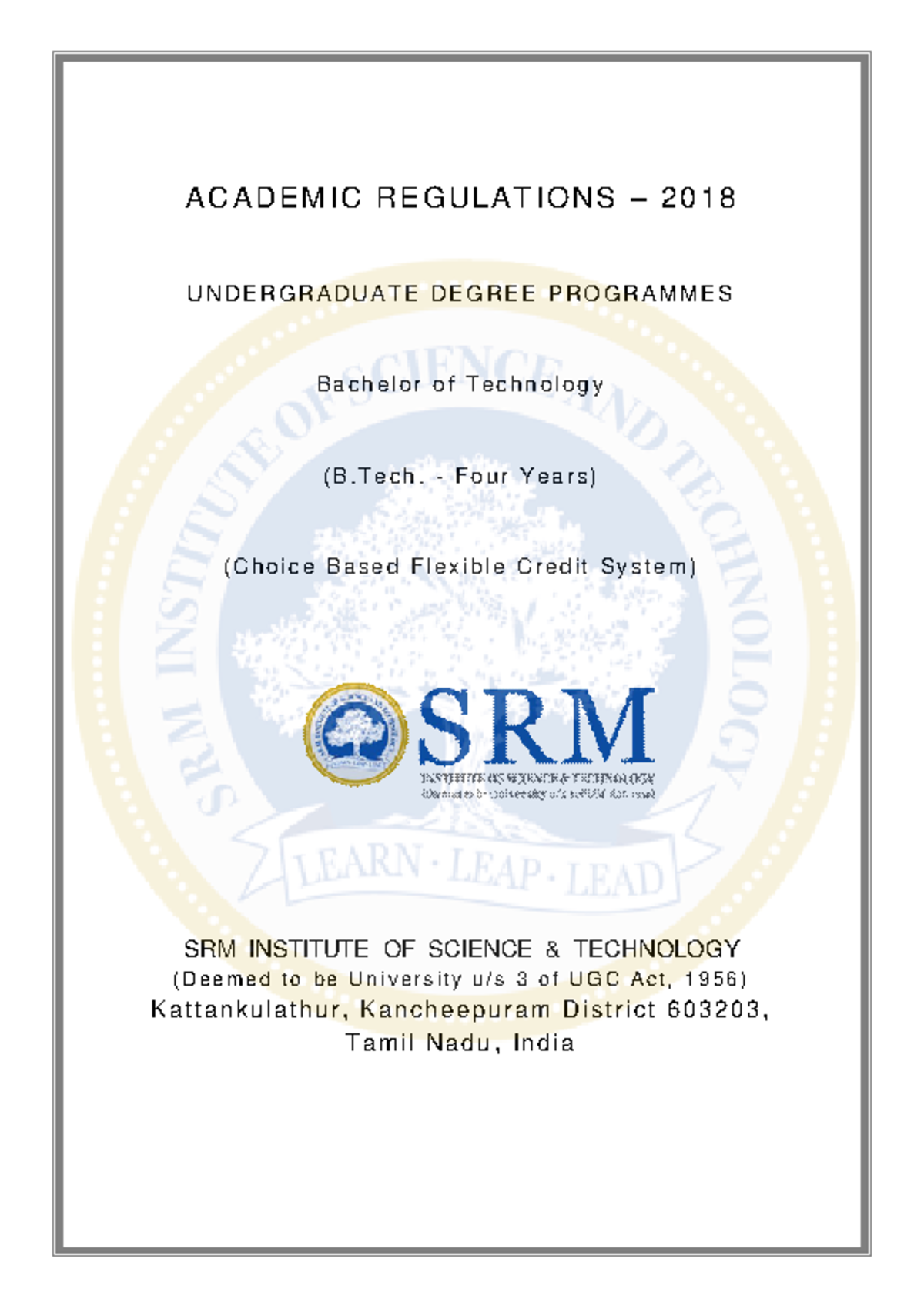 Btech-regulations-2018 - ACADEMIC REGULATIONS – 2018 U N D ER G R AD U ...