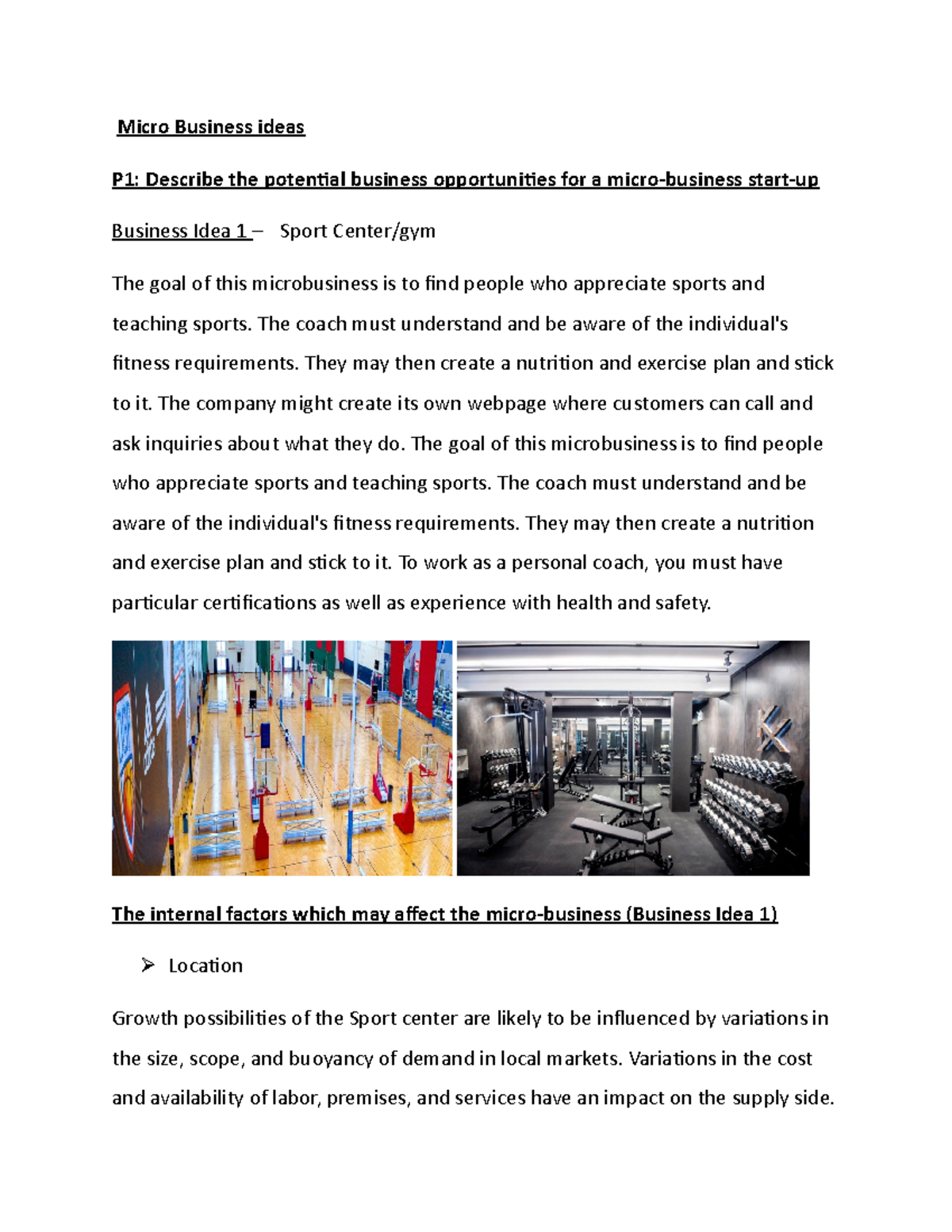 Micro Business ideas draft - Micro Business ideas P1: Describe the ...