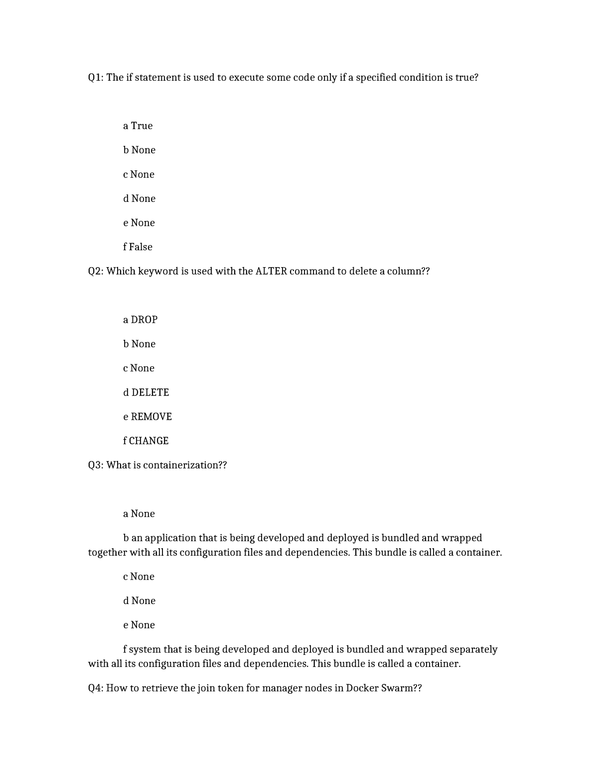 4 Answer Key for QWOX asas Q1 The if statement is used to execute