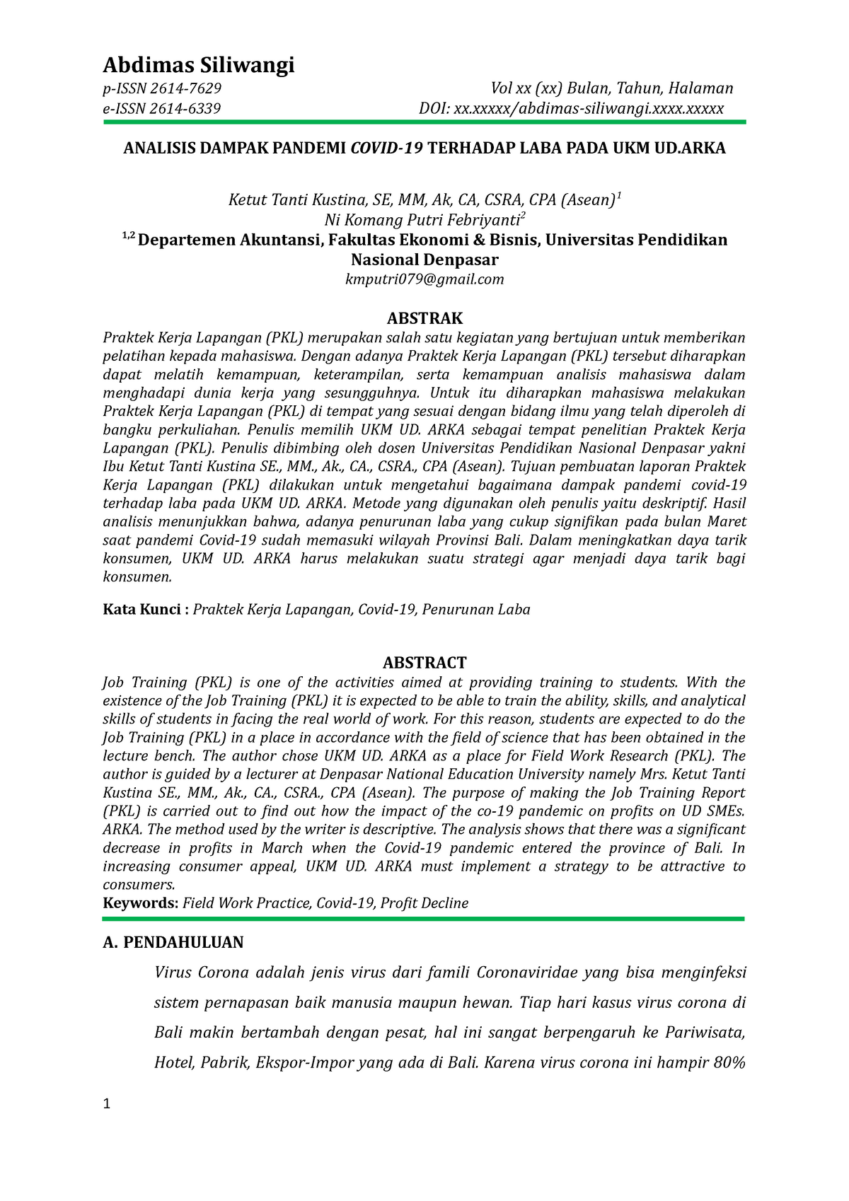 Jurnal Abdimas (Vol 3 (1) 2020) Hukum ANT - P-ISSN 2614-7629 Vol Xx (xx ...