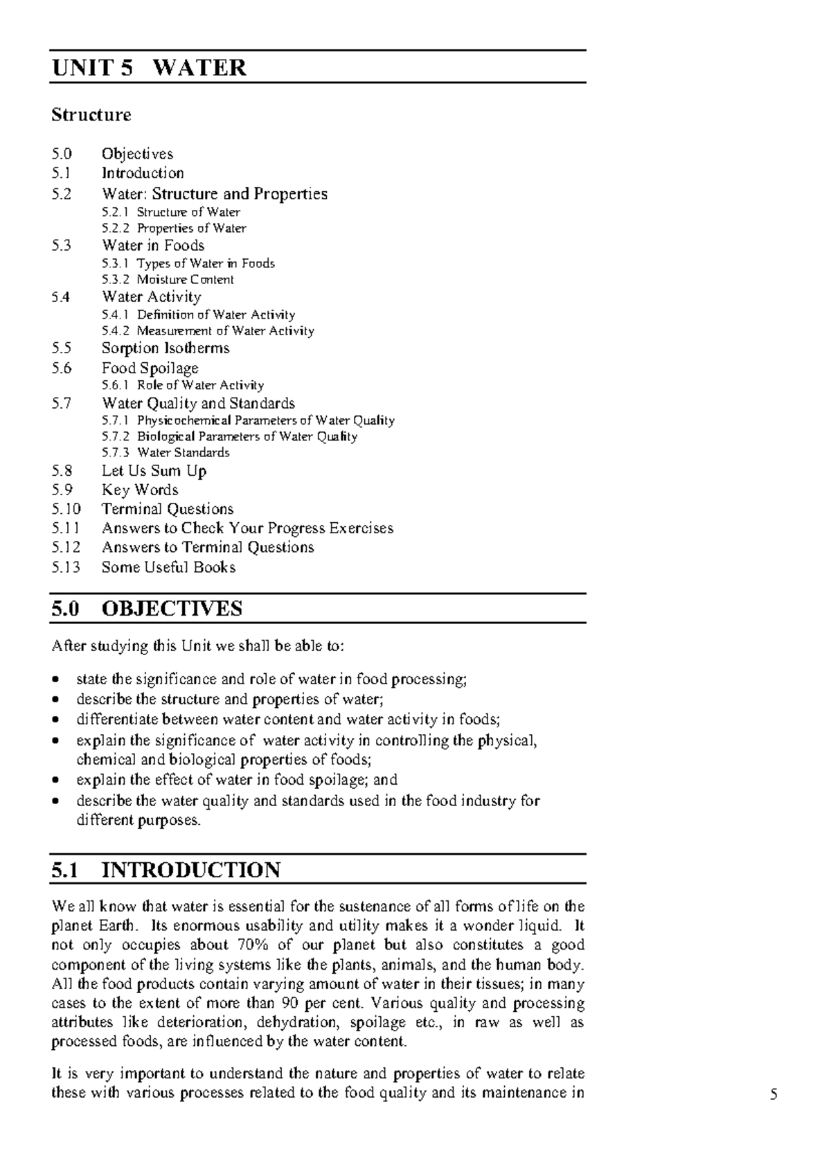 UNIT 5 Water - Ignou - Water UNIT 5 WATER Structure 5 Objectives 5 ...