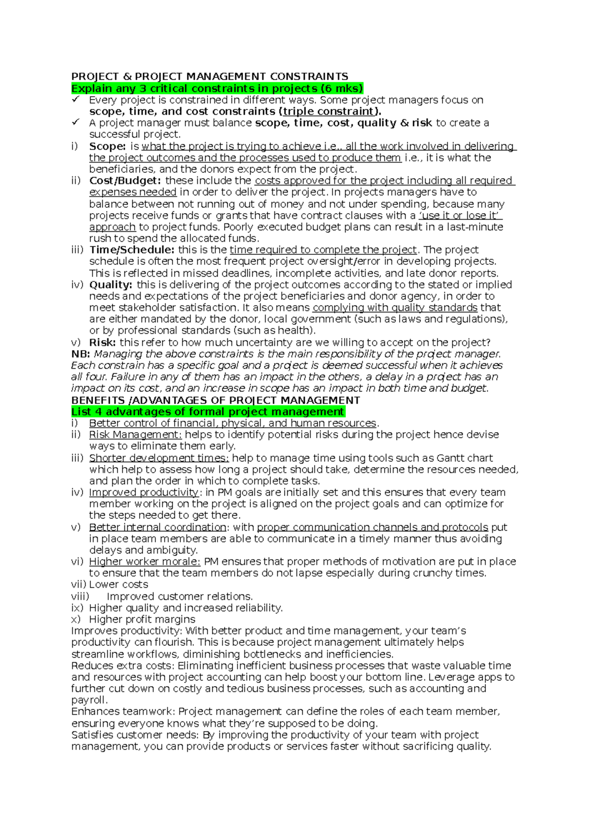 Project Management Constraints - PROJECT & PROJECT MANAGEMENT ...