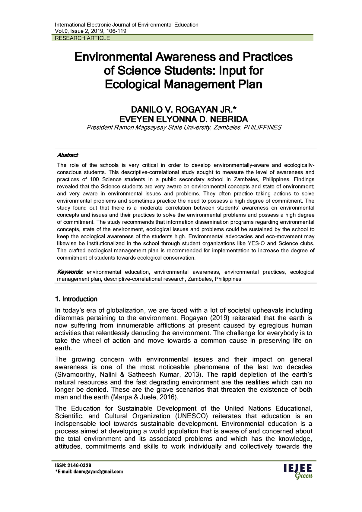 environmental problems research paper