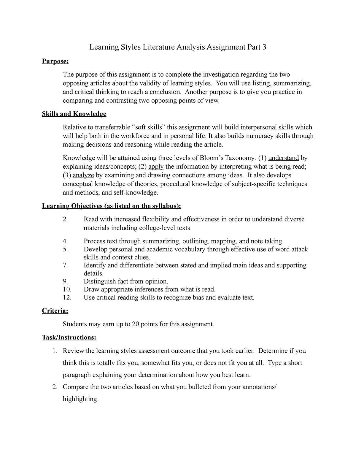 learning styles literature review pdf