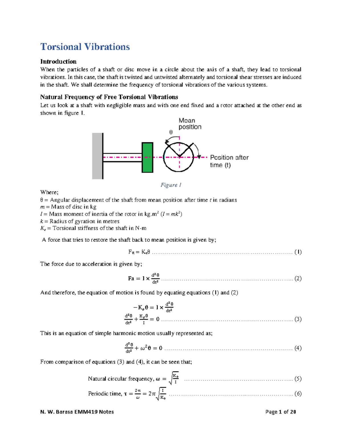 Torsional vibration Torsional Vibrations Introduction When the