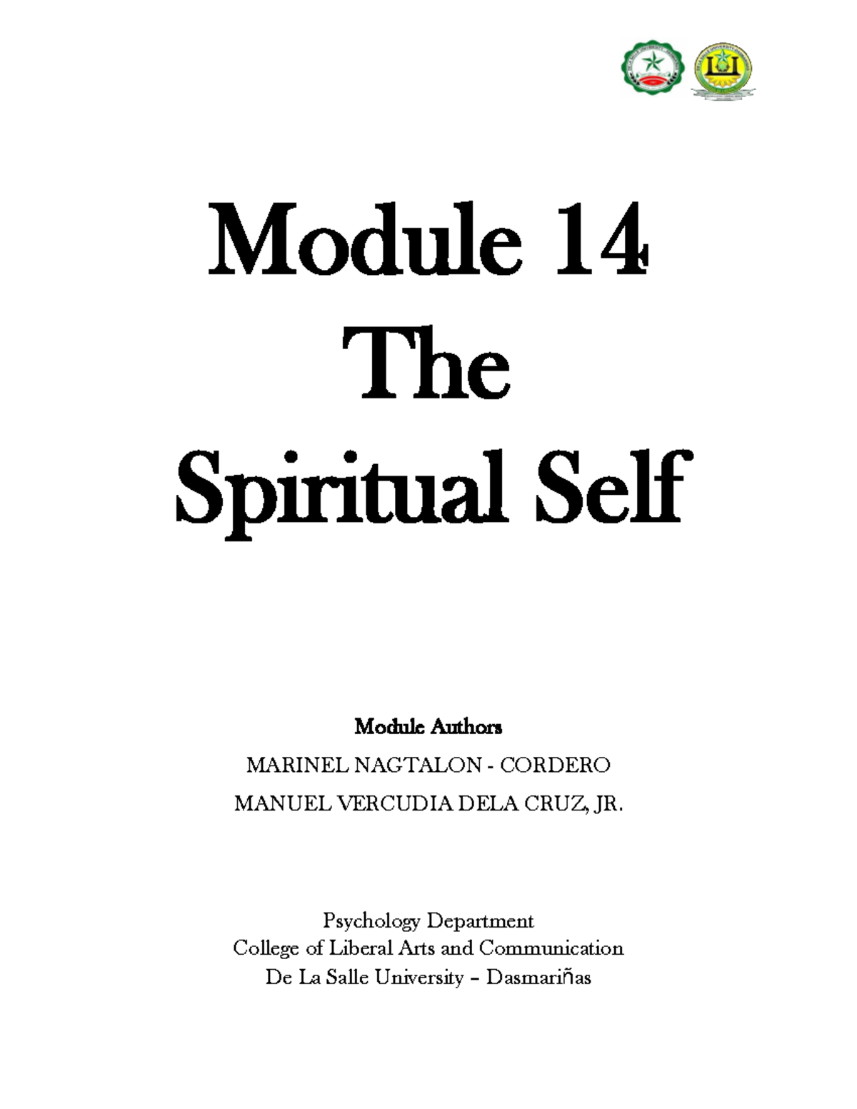 Module 14 - The Spiritual Self - Module 14 The Spiritual Self Module ...