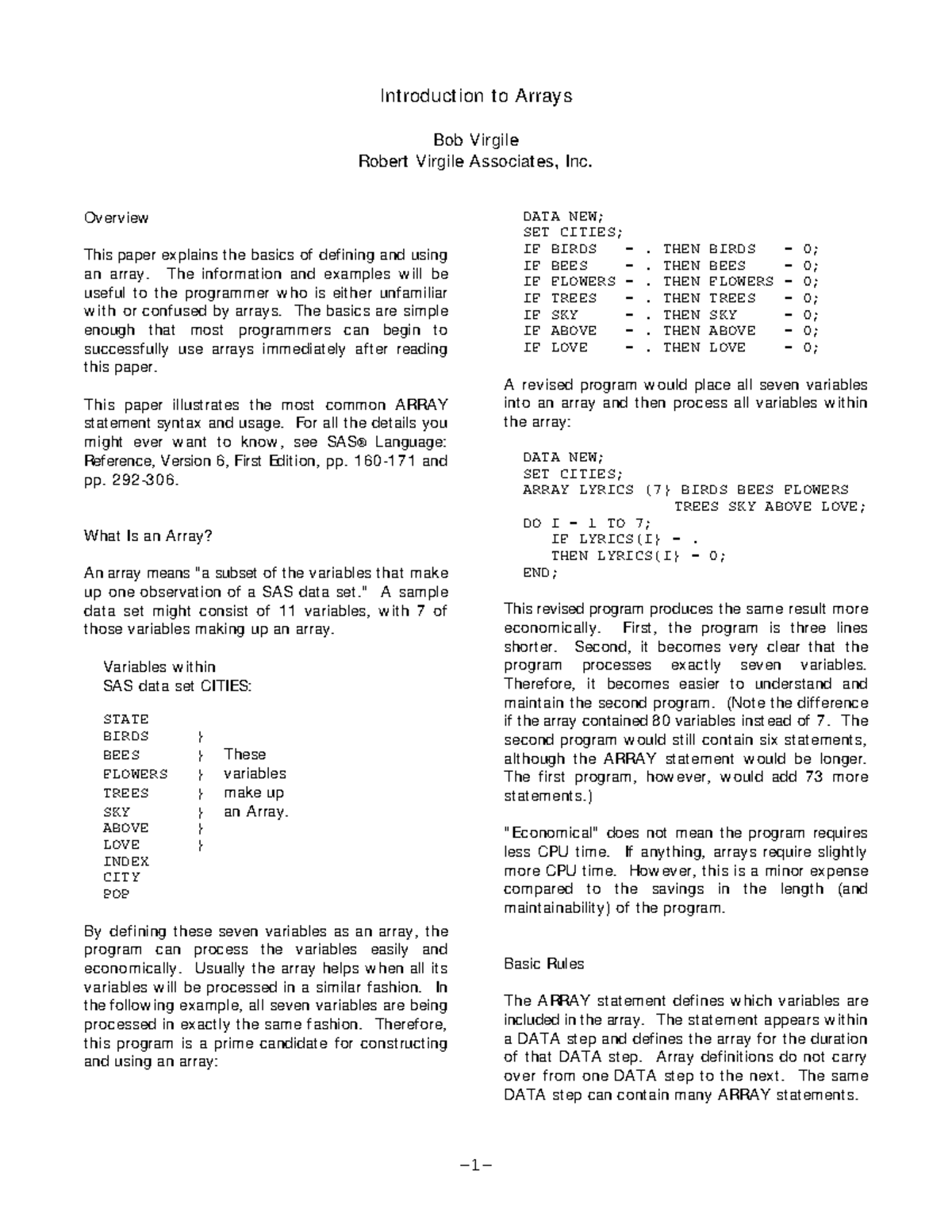 Introduction to arrays - Introduction to Arrays Bob Virgile Robert ...
