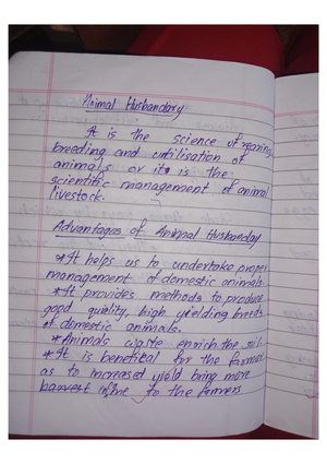 Animal Husbandry - School notes - Biology grade 12 - Studocu