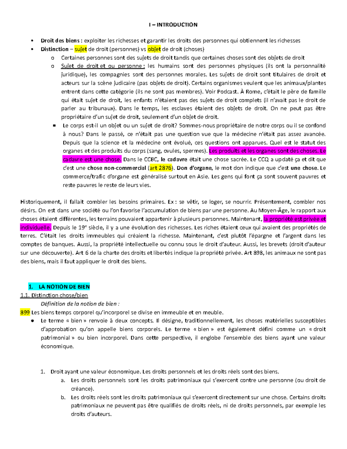 Notes Finales. Biendocx - Google Docs - I – INTRODUCTION Droit Des ...