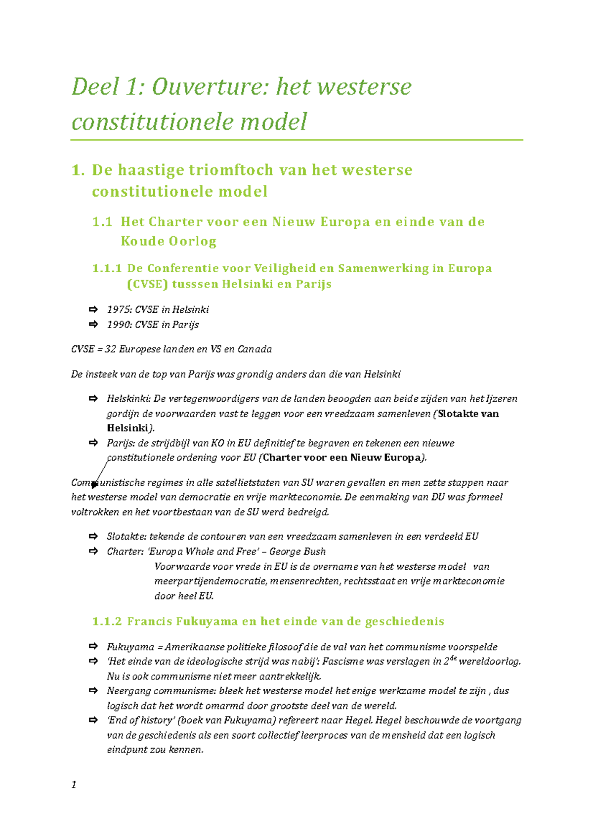 Samenvatting - Deel 1: Ouverture: Het Westerse Constitutionele Model 1 ...