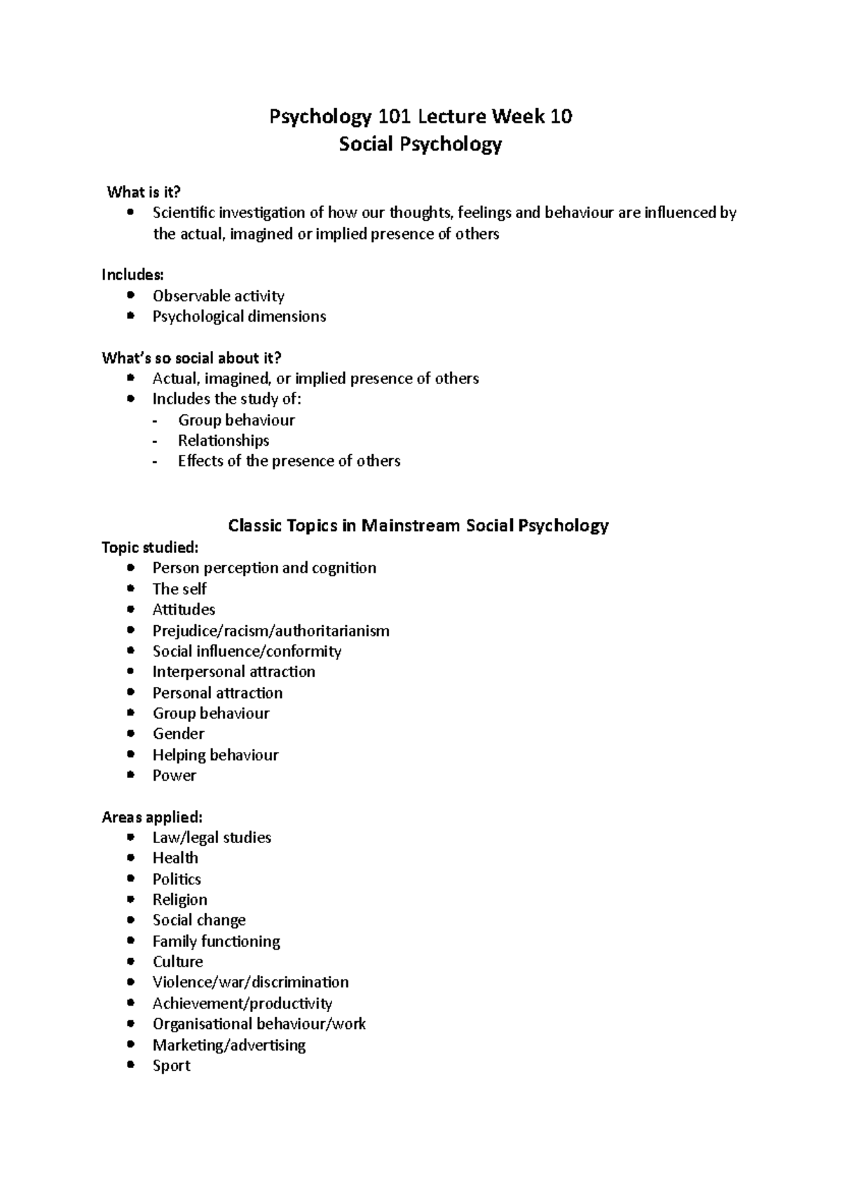 Psychology 101 Lecture Week 10 - Social psychology - Psychology 101 ...