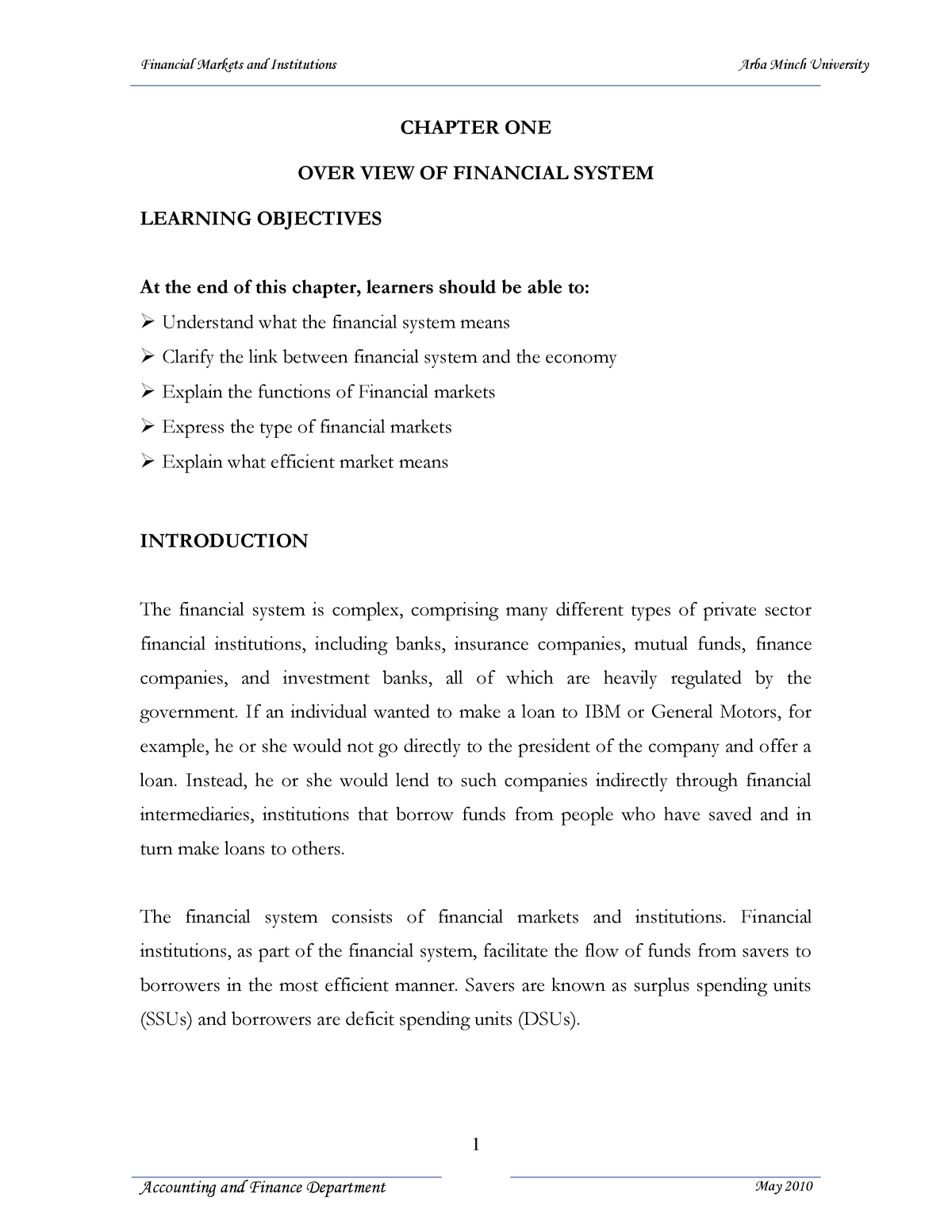 financial-market-and-institution-1-chapter-one-over-view-of-financial