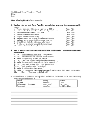 Wl3e level 02 u04 gw video script - World Link 2, Unit 4 Good Morning ...