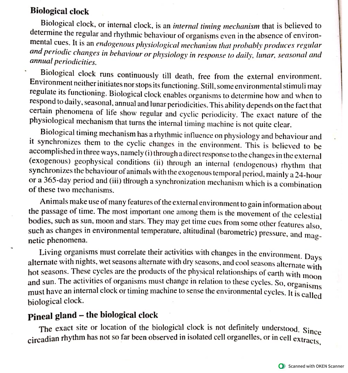 Biological clock and pineal gland Bsc zoology Studocu