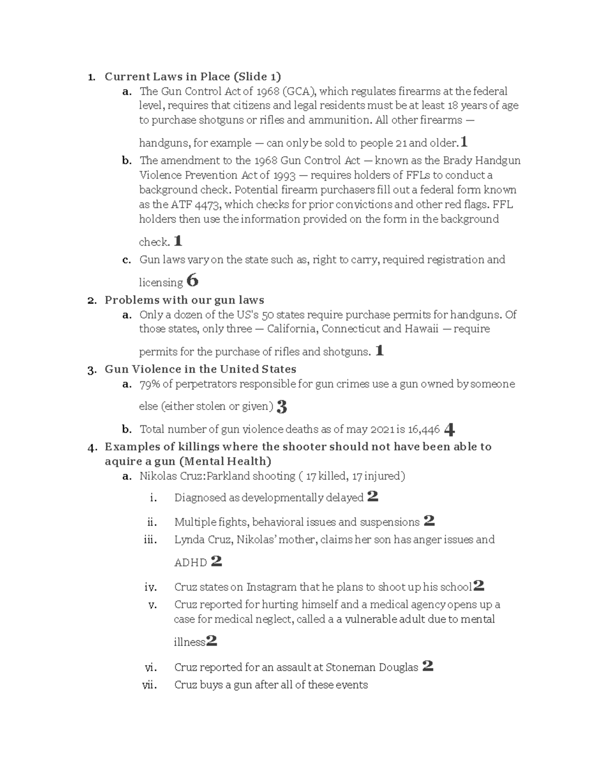 Gov Gun Reform - Notes on different points regarding Gun Control - 1 ...