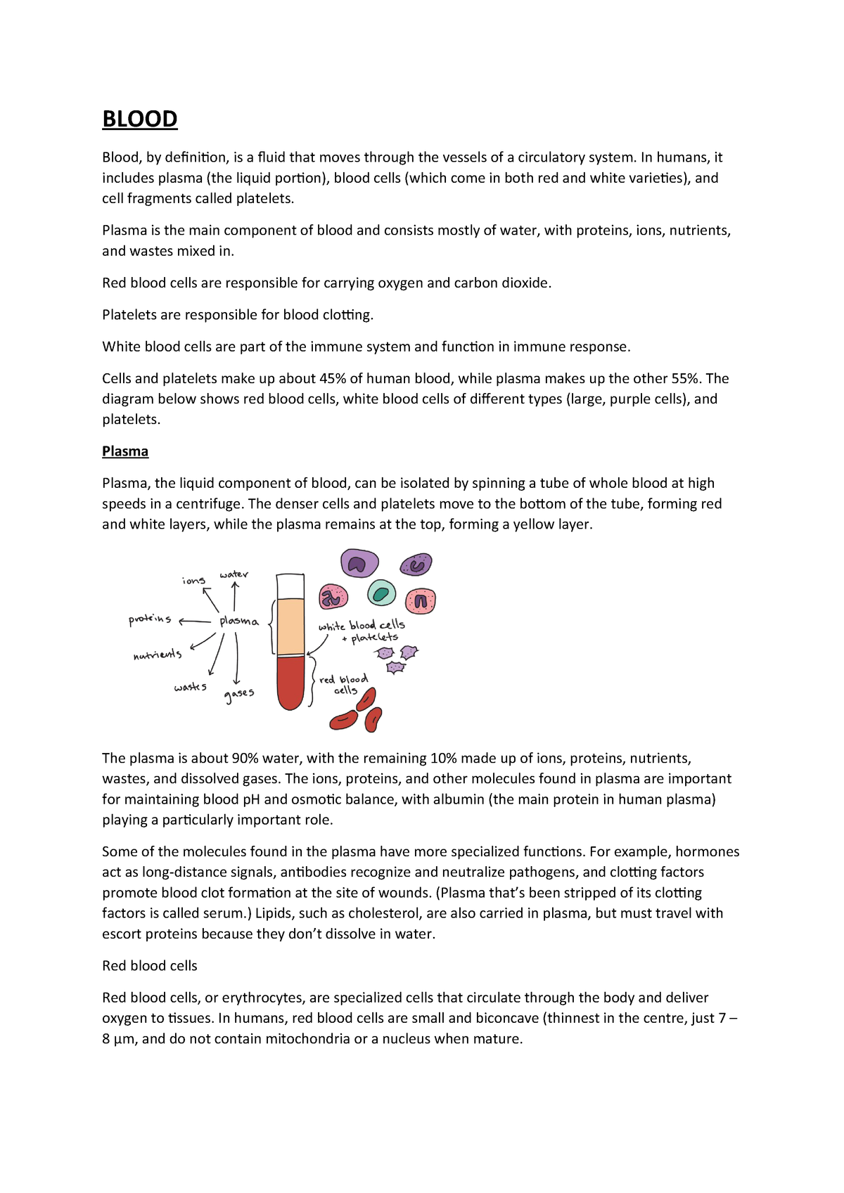 PBL notes - blood - MBCHB 1st Year MED1003 - StuDocu