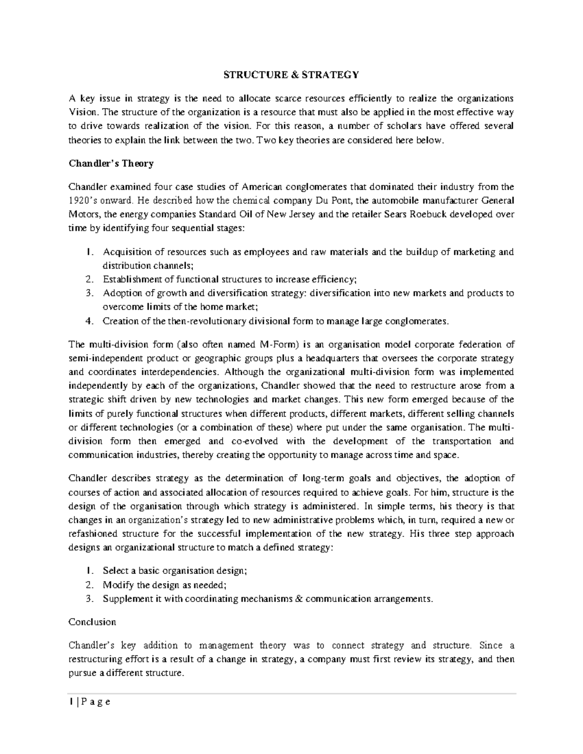 Strategic Management Structure & Strategy - STRUCTURE & STRATEGY A key ...