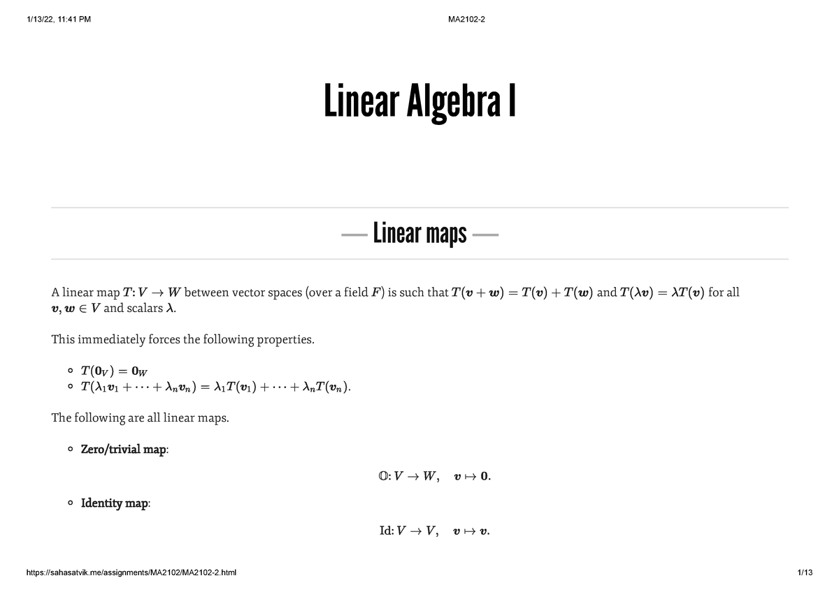 identity map linear algebra