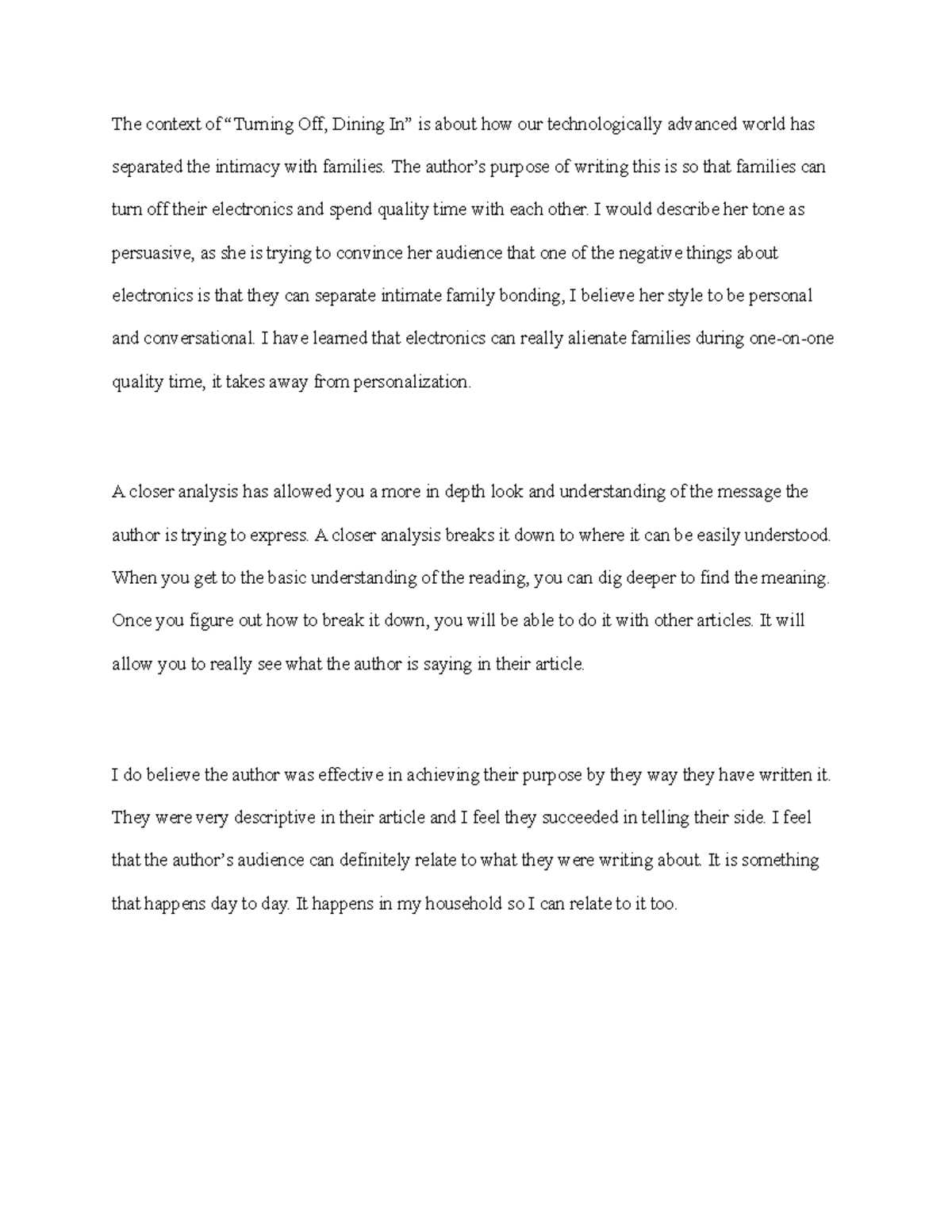 Dininginturningoff dining in The context of “Turning Off, Dining In