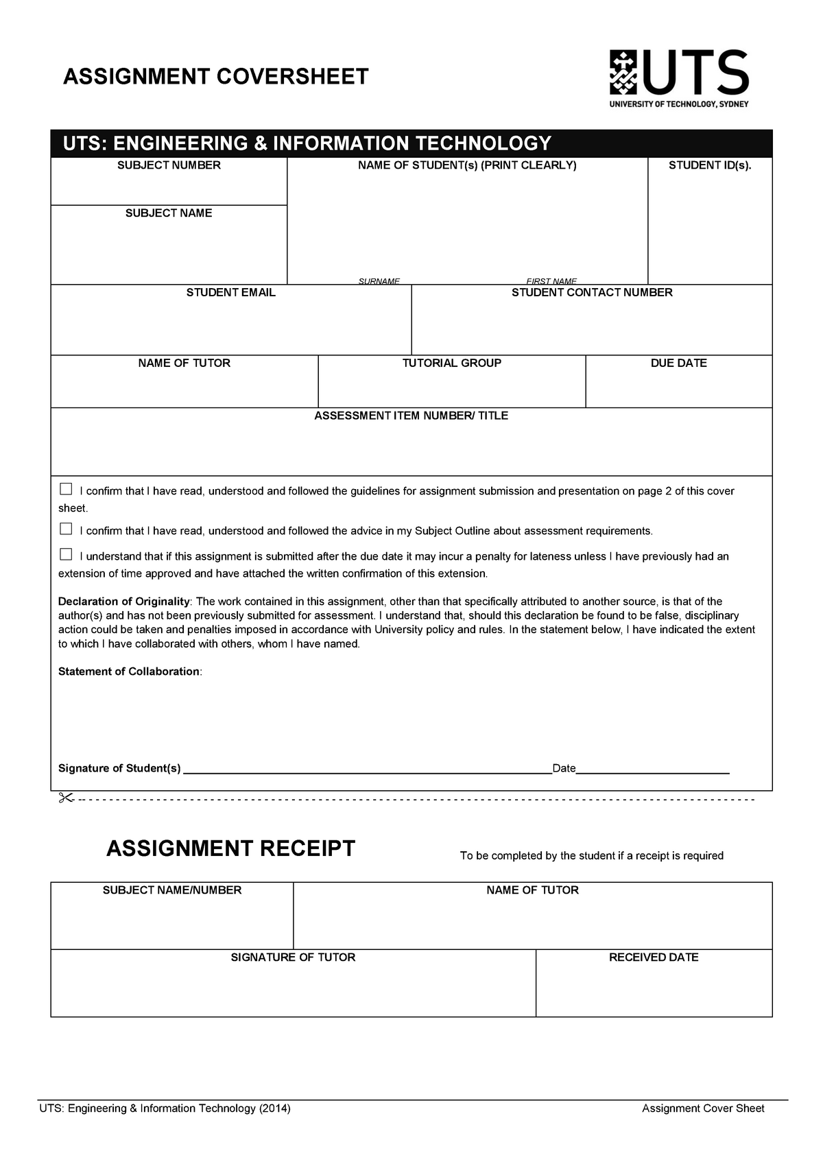 feit assignment cover sheet