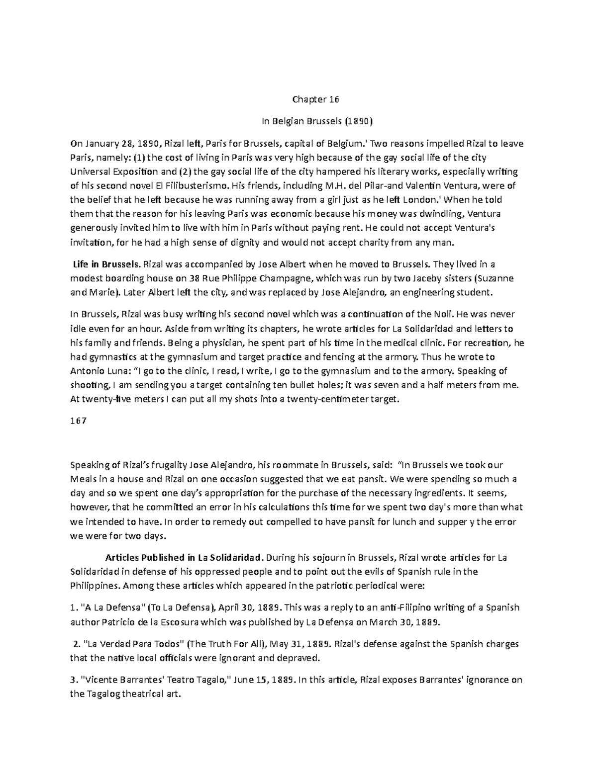 Chapter 16 In Belgian Brussels - Life and Works of Rizal - UE - Studocu