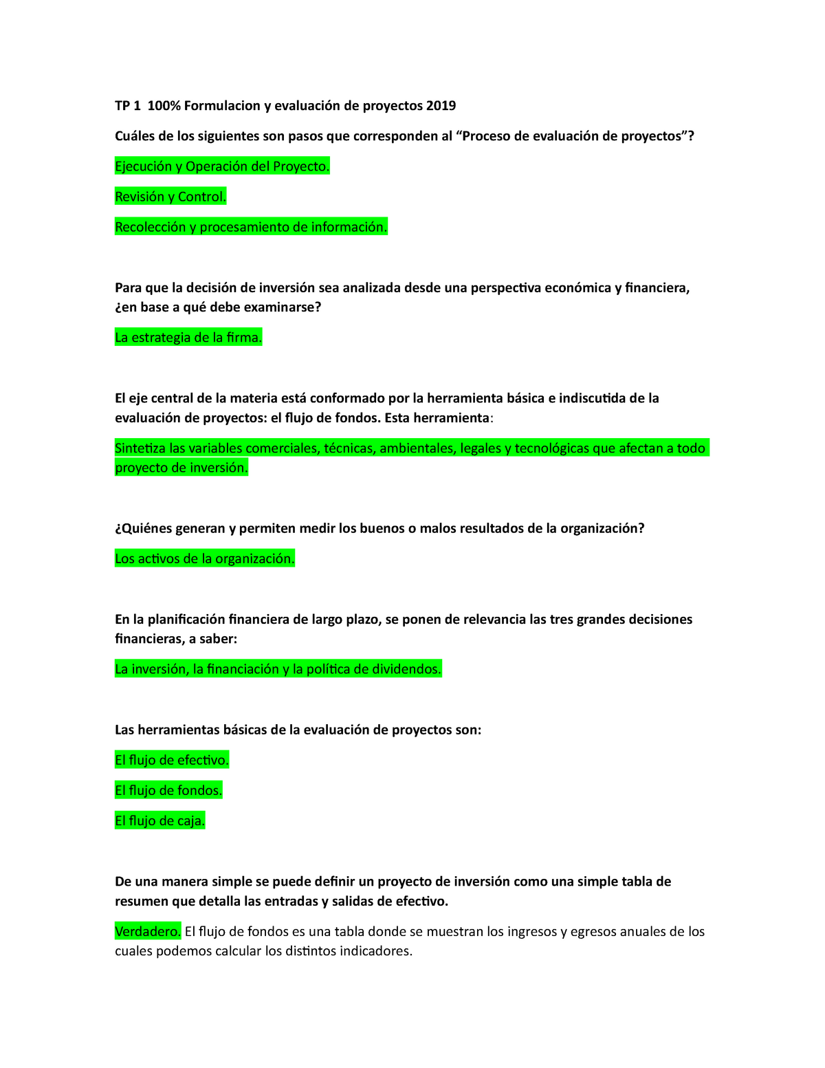 TP 1 Formulacion Y Evaluación De Proyectos 2019 - TP 1 100% Formulacion ...