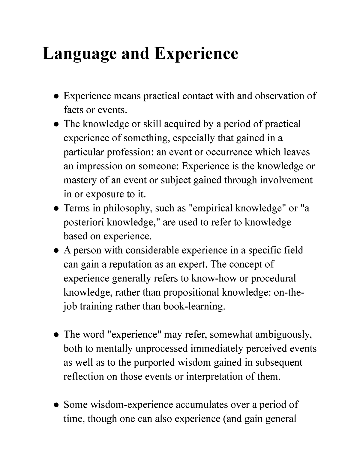 language-and-experience-the-knowledge-or-skill-acquired-by-a-period