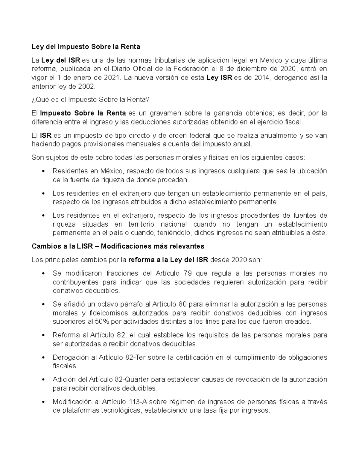 Ley del impuesto Sobre la Renta - La nueva versión de esta Ley ISR es ...