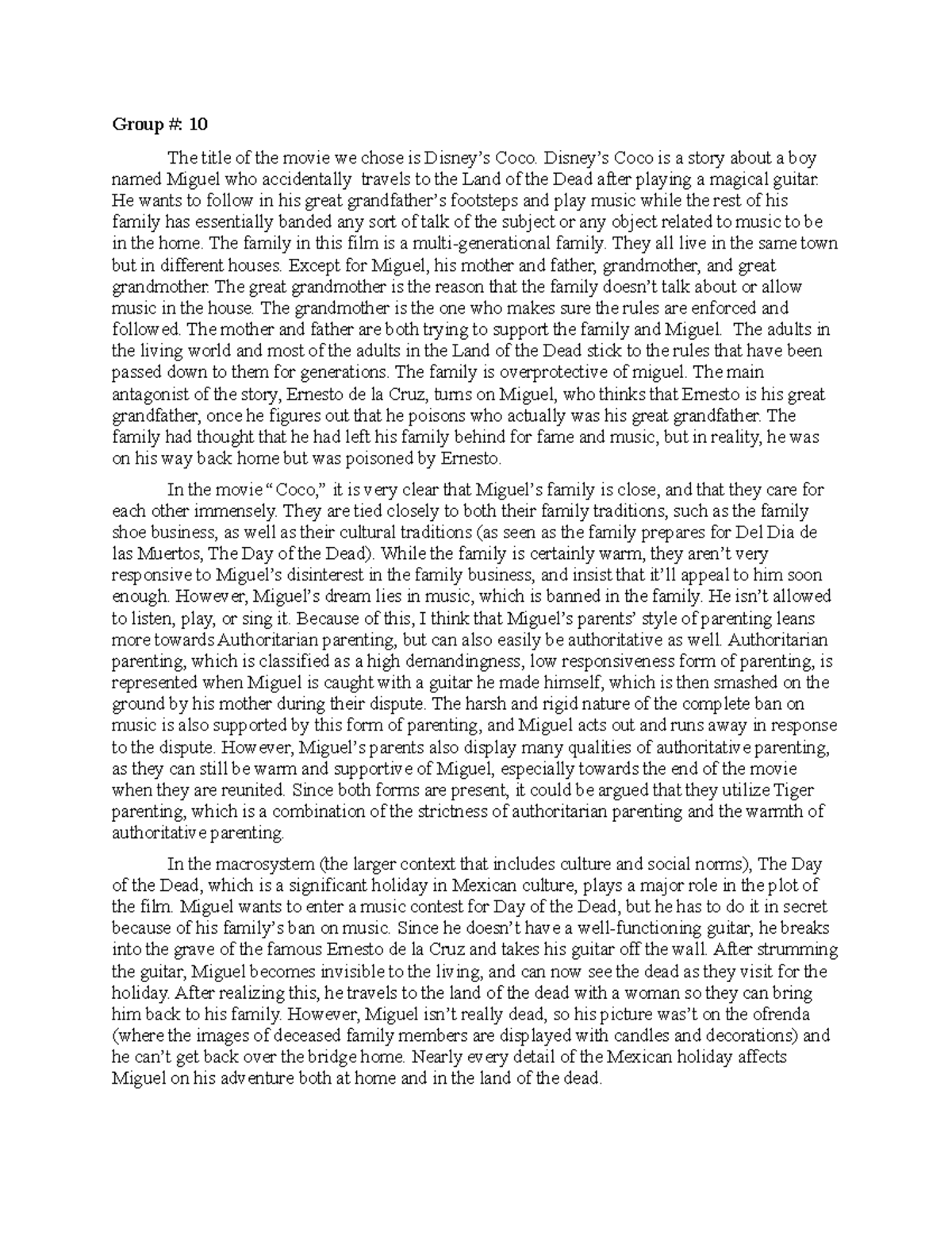 Dynamics of Human Development Group Assignment 1 Group 10 The