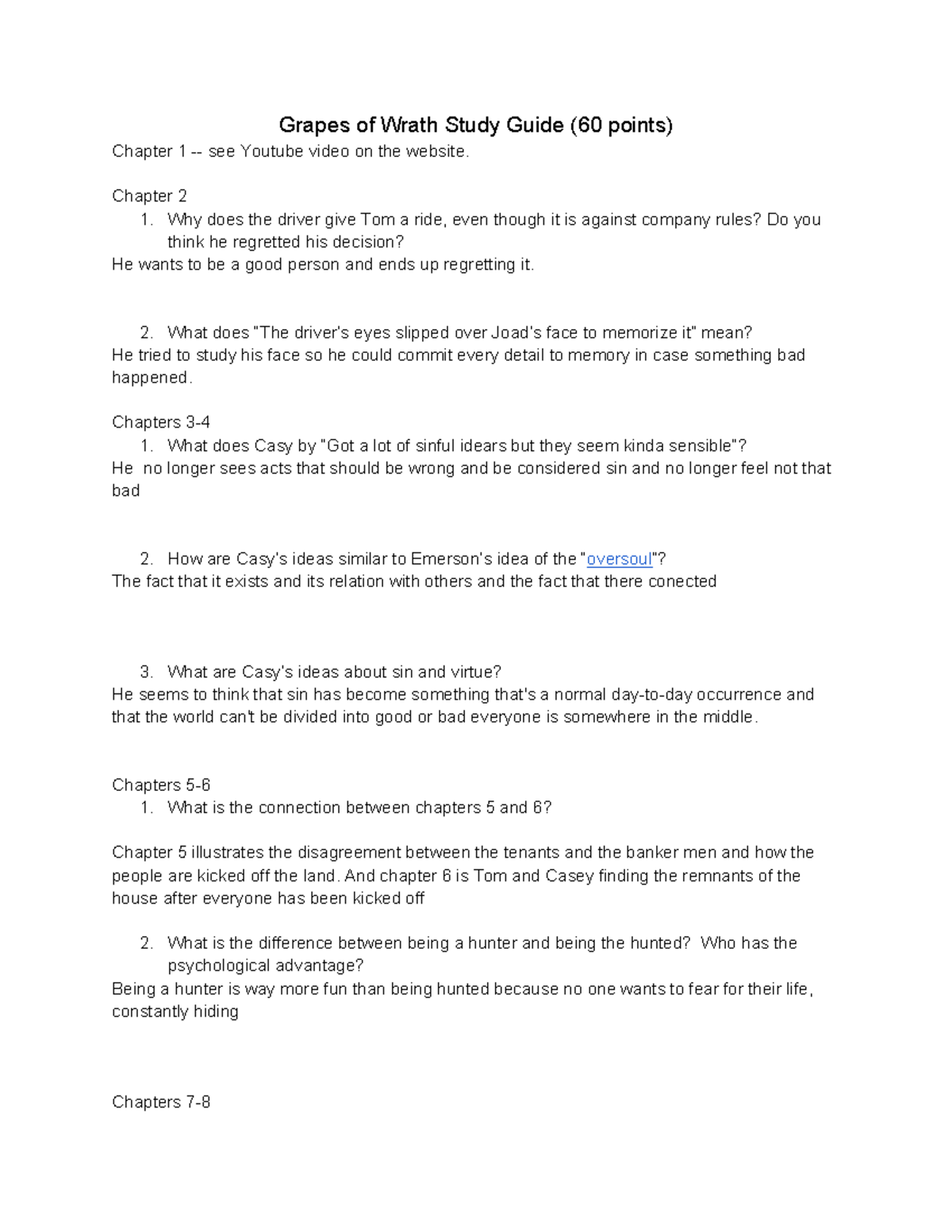 TGOW study guide Grapes of Wrath Study Guide (60 points) Chapter 1