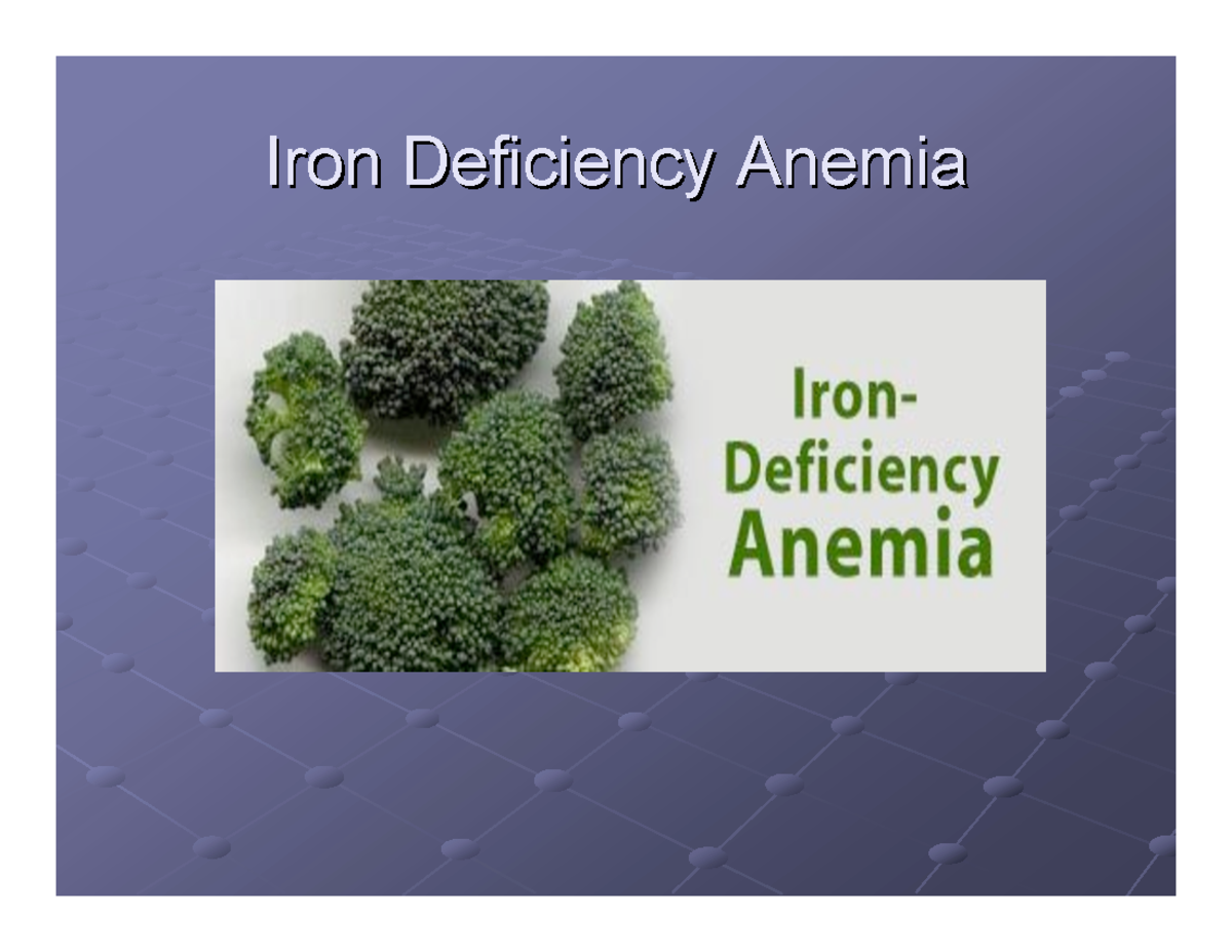 Ch6-Anemia - Lecture notes 1 - Iron Deficiency Anemia Learning ...