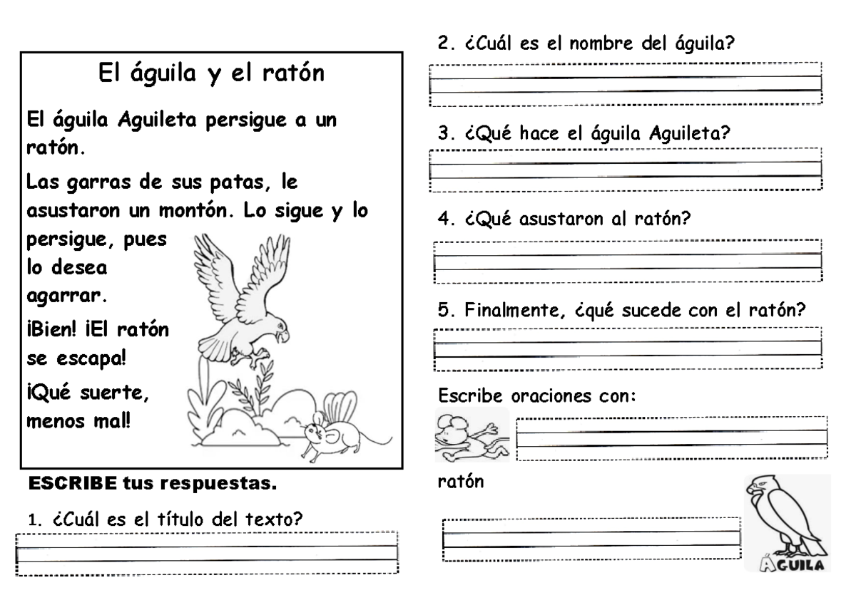 El águila y el ratón - fichas fe refuerzo - El águila y el ratón El