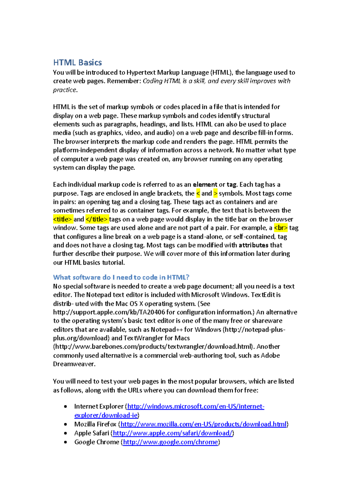 HTML+Basics+notes+ PDF+version - HTML Basics You will be introduced to ...